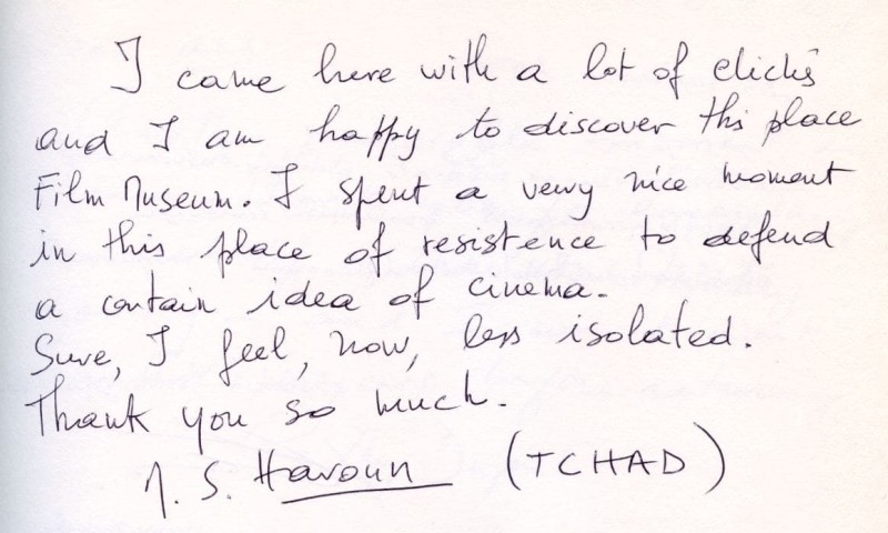 Mahamat-Saleh Haroun (Gästebucheintrag 2006)