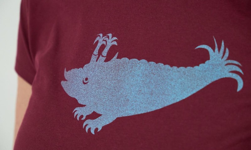 T-Shirt (Burgund / Zyphius blassblau und glitzernd)