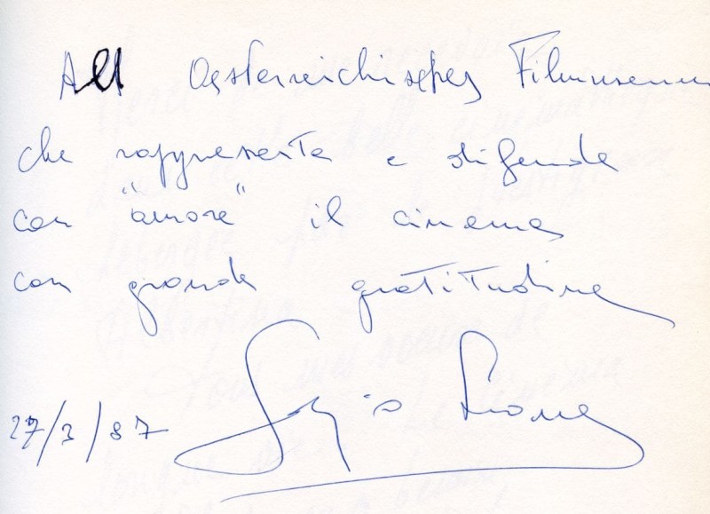 Sergio Leone (Gästebucheintrag 1987)