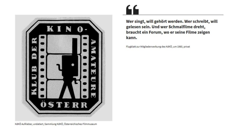 Website Abenteuer Alltag (Rundgang 4: Der Klub der Kinoamateure Österreichs)