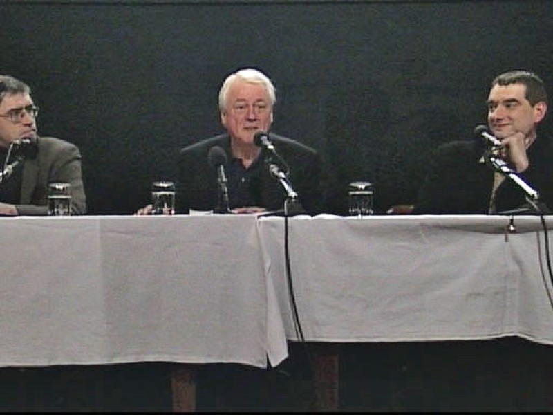 Claus Philipp, Alexander Kluge, Alexander Horwath (Quelle: DVCam frame grab)