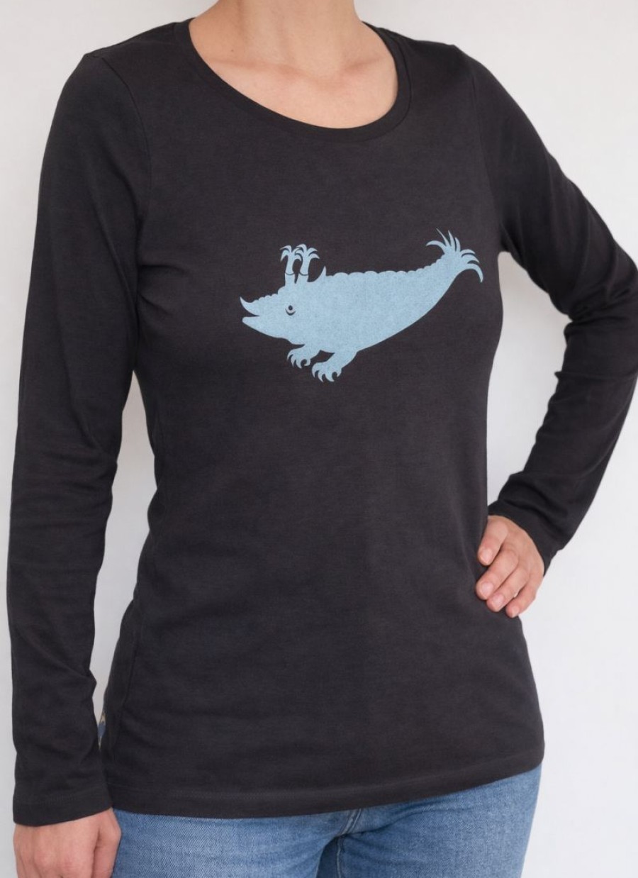 Langarmshirt anthrazit / Zyphius hellblau (Produktabbildung, digital bearbeitet)