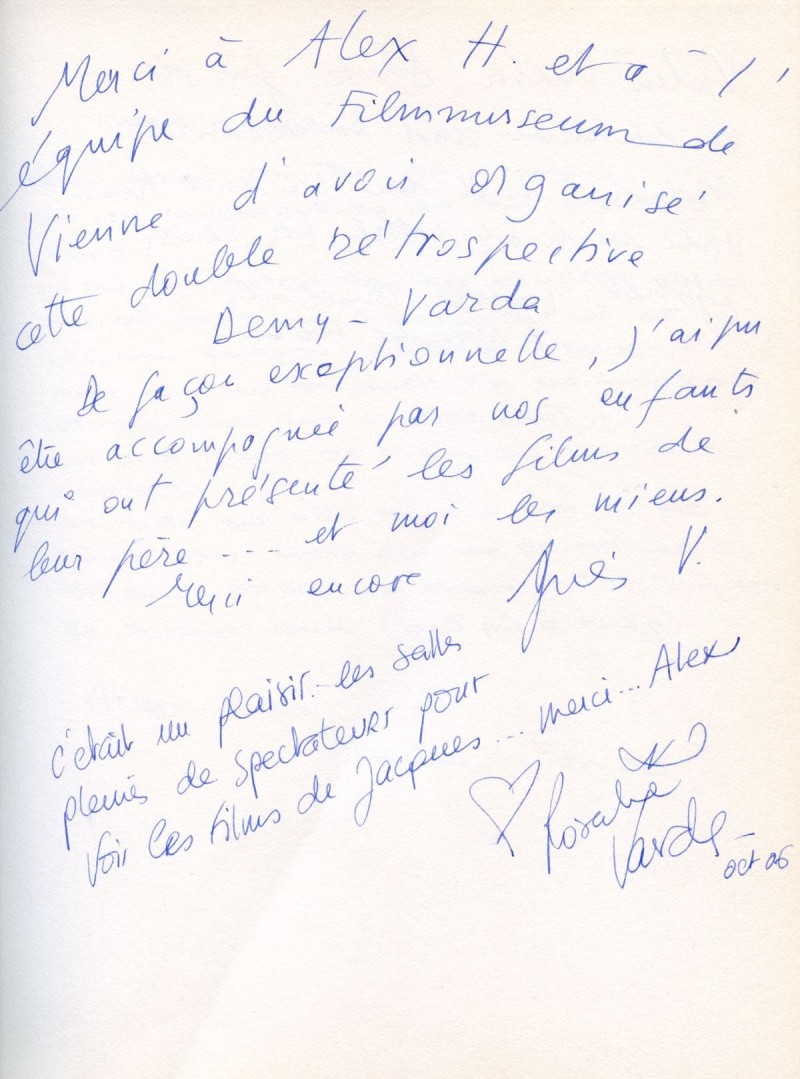 Agnès Varda & Rosalie Varda-Demy (Gästebucheintrag 2006)