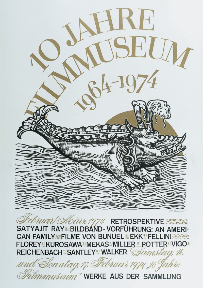 Plakat Februar 1974 (10 Jahre Filmmuseum) (Gestaltung und Idee: Gertie Fröhlich)