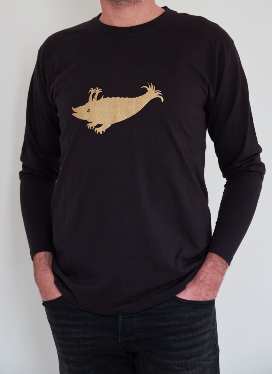 Langarm-Shirt Schwarz / Zyphius gold (gefüllt)