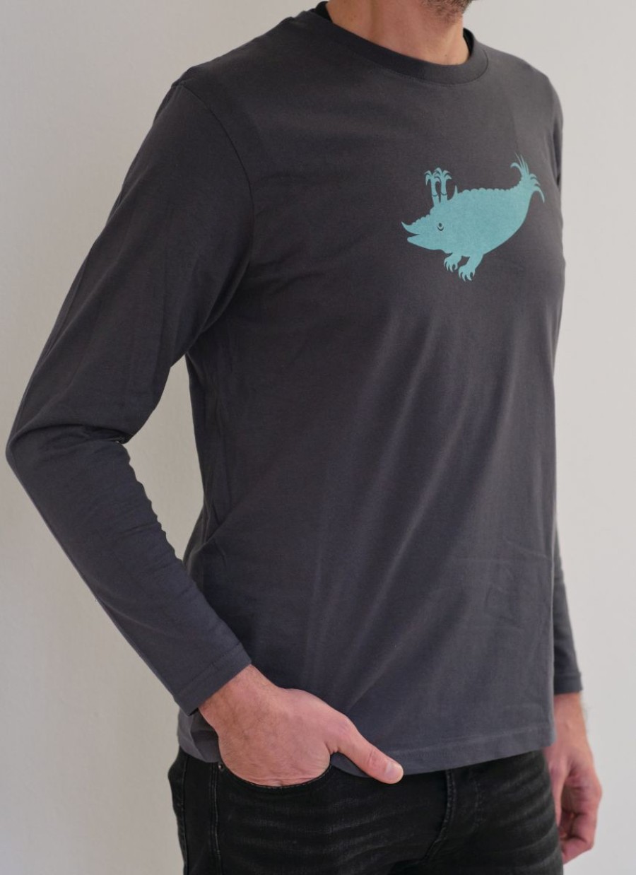 Langarm-Shirt Anthrazit / Zyphius grün (gefüllt)