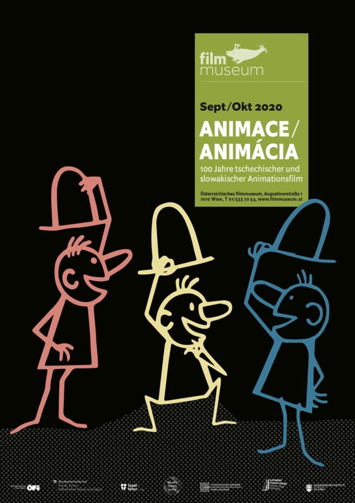 Plakat Animace / Animácia (Bild: Tři muži (Drei Männer, 1959, Vladimír Lehký, Courtesy of Národní filmový archiv)