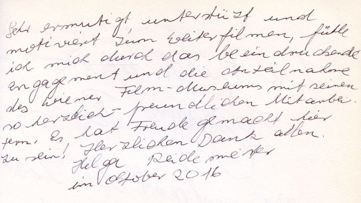 Helga Reidemeister (Gästebucheintrag 2016)